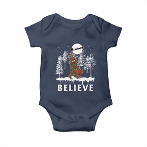Bigfoot Christmas Tree Lights Baby Onesie Believe Rock On Sasquatch Santa Hat TS10 Navy Print Your Wear