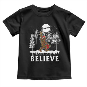 Bigfoot Christmas Tree Lights Baby Shirt Believe Rock On Sasquatch Santa Hat TS10 Black Print Your Wear