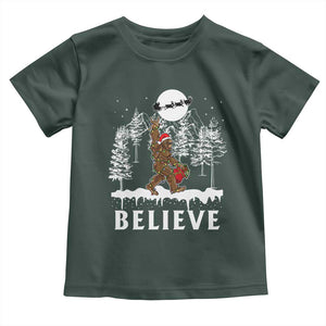 Bigfoot Christmas Tree Lights Baby Shirt Believe Rock On Sasquatch Santa Hat TS10 Dark Forest Green Print Your Wear