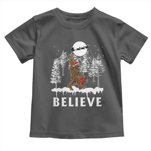 Bigfoot Christmas Tree Lights Baby Shirt Believe Rock On Sasquatch Santa Hat TS10 Dark Heather Print Your Wear