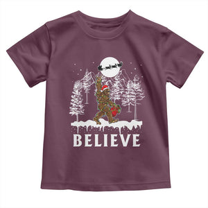 Bigfoot Christmas Tree Lights Baby Shirt Believe Rock On Sasquatch Santa Hat TS10 Maroon Print Your Wear