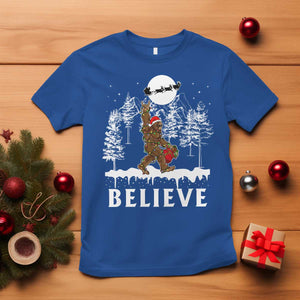 Bigfoot Christmas Tree Lights T Shirt Believe Rock On Sasquatch Santa Hat TS10 Royal Blue Print Your Wear