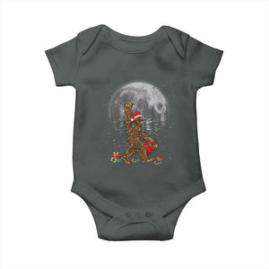 Bigfoot Christmas Tree Lights Baby Onesie Believe Bigfoot Santa Hat Sasquatch Loves Rock On TS10 Dark Heather Print Your Wear