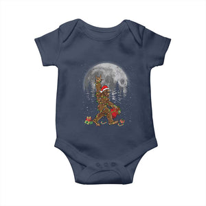 Bigfoot Christmas Tree Lights Baby Onesie Believe Bigfoot Santa Hat Sasquatch Loves Rock On TS10 Navy Print Your Wear