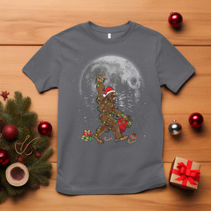 Bigfoot Christmas Tree Lights T Shirt Believe Bigfoot Santa Hat Sasquatch Loves Rock On TS10 Charcoal Print Your Wear