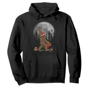 Bigfoot Christmas Tree Lights Hoodie Believe Bigfoot Santa Hat Sasquatch Loves Rock On TS10 Black Print Your Wear