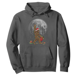 Bigfoot Christmas Tree Lights Hoodie Believe Bigfoot Santa Hat Sasquatch Loves Rock On TS10 Dark Heather Print Your Wear