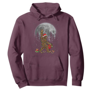 Bigfoot Christmas Tree Lights Hoodie Believe Bigfoot Santa Hat Sasquatch Loves Rock On TS10 Maroon Print Your Wear