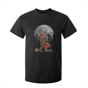 Bigfoot Christmas Tree Lights T Shirt For Kid Believe Bigfoot Santa Hat Sasquatch Loves Rock On TS10 Black Print Your Wear