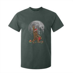 Bigfoot Christmas Tree Lights T Shirt For Kid Believe Bigfoot Santa Hat Sasquatch Loves Rock On TS10 Dark Forest Green Print Your Wear