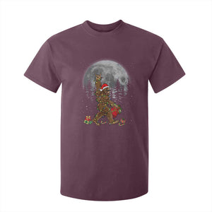 Bigfoot Christmas Tree Lights T Shirt For Kid Believe Bigfoot Santa Hat Sasquatch Loves Rock On TS10 Maroon Print Your Wear