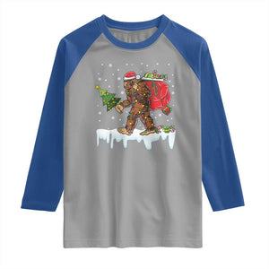 Bigfoot Christmas Tree Lights Raglan Shirt Believe Xmas Sasquatch Lovers Funny TS10 Sport Gray Royal Print Your Wear
