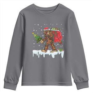 Bigfoot Christmas Tree Lights Youth Sweatshirt Believe Xmas Sasquatch Lovers Funny TS10 Charcoal Print Your Wear