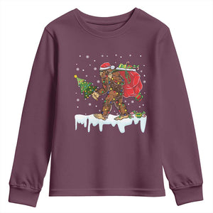 Bigfoot Christmas Tree Lights Youth Sweatshirt Believe Xmas Sasquatch Lovers Funny TS10 Maroon Print Your Wear