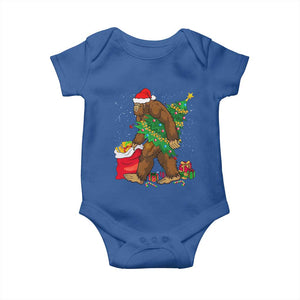 Bigfoot Christmas Baby Onesie Believe Sasquatch Lovers Xmas Tree Lights TS10 Royal Blue Print Your Wear