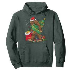 Bigfoot Christmas Hoodie Believe Sasquatch Lovers Xmas Tree Lights TS10 Dark Forest Green Print Your Wear