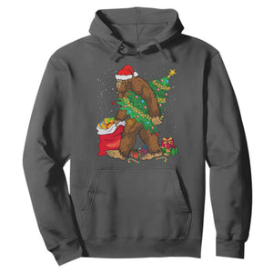 Bigfoot Christmas Hoodie Believe Sasquatch Lovers Xmas Tree Lights TS10 Dark Heather Print Your Wear