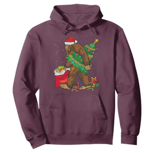 Bigfoot Christmas Hoodie Believe Sasquatch Lovers Xmas Tree Lights TS10 Maroon Print Your Wear
