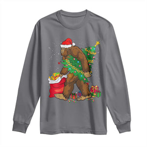 Bigfoot Christmas Long Sleeve Shirt Believe Sasquatch Lovers Xmas Tree Lights TS10 Charcoal Print Your Wear