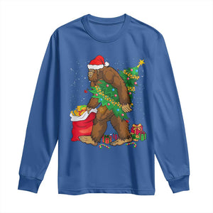 Bigfoot Christmas Long Sleeve Shirt Believe Sasquatch Lovers Xmas Tree Lights TS10 Royal Blue Print Your Wear