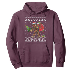 Funny Bigfoot Christmas Hoodie Believe Bigfoot Santa Hat Sasquatch Loves Rock On TS10 Maroon Print Your Wear