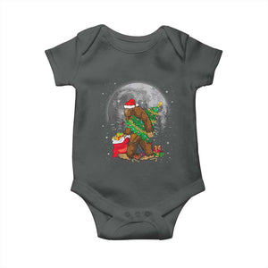 Bigfoot Christmas Tree Lights Baby Onesie Believe Xmas Sasquatch Lovers Ugly Gift TS10 Dark Heather Print Your Wear