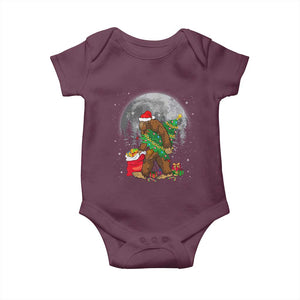 Bigfoot Christmas Tree Lights Baby Onesie Believe Xmas Sasquatch Lovers Ugly Gift TS10 Maroon Print Your Wear