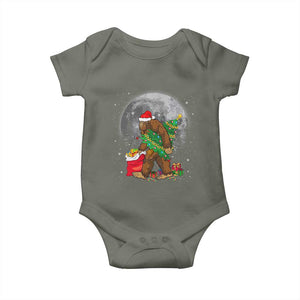 Bigfoot Christmas Tree Lights Baby Onesie Believe Xmas Sasquatch Lovers Ugly Gift TS10 Military Green Print Your Wear