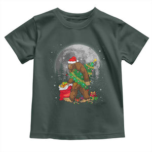 Bigfoot Christmas Tree Lights Baby Shirt Believe Xmas Sasquatch Lovers Ugly Gift TS10 Dark Forest Green Print Your Wear