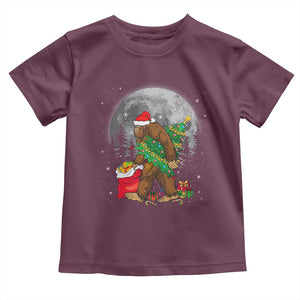 Bigfoot Christmas Tree Lights Baby Shirt Believe Xmas Sasquatch Lovers Ugly Gift TS10 Maroon Print Your Wear