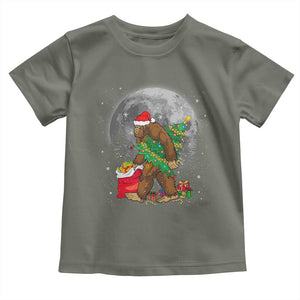 Bigfoot Christmas Tree Lights Baby Shirt Believe Xmas Sasquatch Lovers Ugly Gift TS10 Military Green Print Your Wear