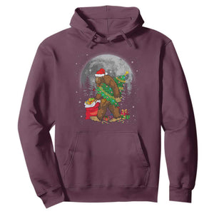 Bigfoot Christmas Tree Lights Hoodie Believe Xmas Sasquatch Lovers Ugly Gift TS10 Maroon Print Your Wear