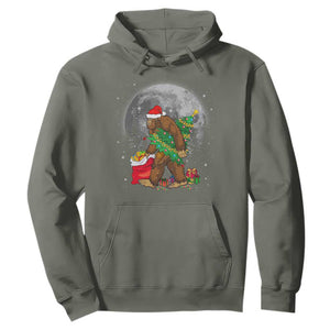 Bigfoot Christmas Tree Lights Hoodie Believe Xmas Sasquatch Lovers Ugly Gift TS10 Military Green Print Your Wear