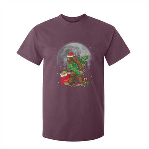 Bigfoot Christmas Tree Lights T Shirt For Kid Believe Xmas Sasquatch Lovers Ugly Gift TS10 Maroon Print Your Wear
