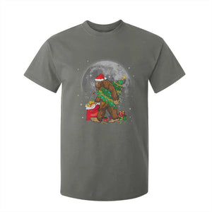 Bigfoot Christmas Tree Lights T Shirt For Kid Believe Xmas Sasquatch Lovers Ugly Gift TS10 Military Green Print Your Wear