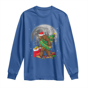 Bigfoot Christmas Tree Lights Long Sleeve Shirt Believe Xmas Sasquatch Lovers Ugly Gift TS10 Royal Blue Print Your Wear
