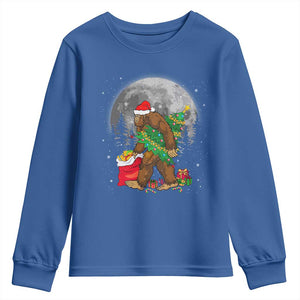 Bigfoot Christmas Tree Lights Youth Sweatshirt Believe Xmas Sasquatch Lovers Ugly Gift TS10 Royal Blue Print Your Wear