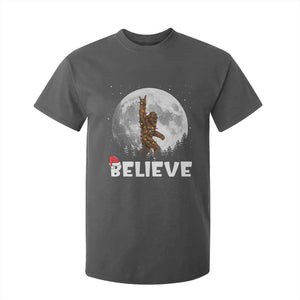 Funny Bigfoot Christmas T Shirt For Kid Cool Full Moon & Trees Sasquatch Lovers Xmas Lights TS10 Dark Heather Print Your Wear