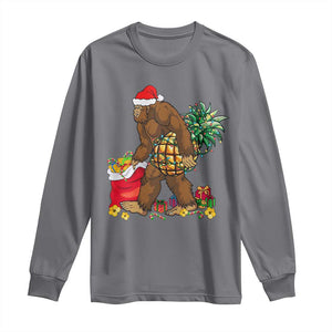 Bigfoot Christmas Long Sleeve Shirt Pineapple Tree Lights Funny Hawaiian Xmas Sasquatch Lovers TS10 Charcoal Print Your Wear