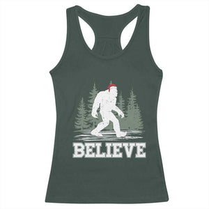 Bigfoot Christmas Racerback Tank Top Funny Sasquatch Believe Lovers Gifts TS10 Dark Forest Green Print Your Wear