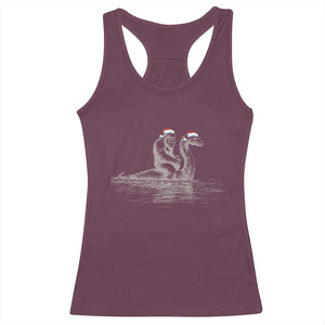 Bigfoot Christmas Racerback Tank Top Funny Hilarious Loch Ness Monster Really Sasquatch Lovers TS10 Maroon Print Your Wear
