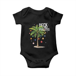 Hawaiian Christmas Baby Onesie Deck The Palms Christmas Palm Tree Beach Family Vacation TS10 Black Print Your Wear