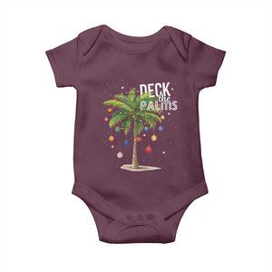 Hawaiian Christmas Baby Onesie Deck The Palms Christmas Palm Tree Beach Family Vacation TS10 Maroon Print Your Wear
