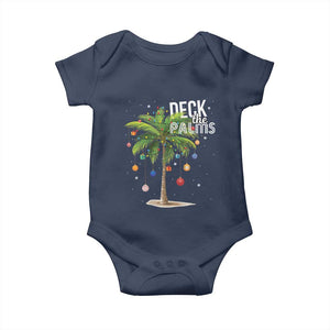 Hawaiian Christmas Baby Onesie Deck The Palms Christmas Palm Tree Beach Family Vacation TS10 Navy Print Your Wear