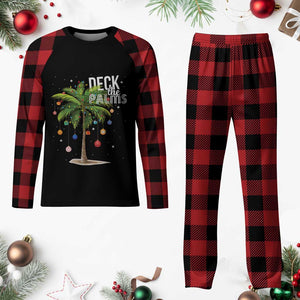 Hawaiian Christmas Plaid Pajama Set Deck The Palms Christmas Palm Tree Beach Family Vacation TS10 Buffalo Plaid Print Your Wear