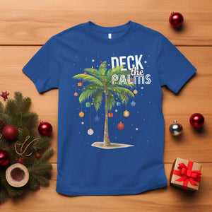 Hawaiian Christmas T Shirt Deck The Palms Christmas Palm Tree Beach Family Vacation TS10 Royal Blue Print Your Wear