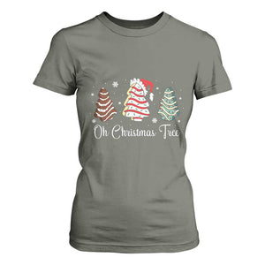 Funny Oh Christmas Tree Cakes T Shirt For Women TS10 Military Green Print Your Wear
