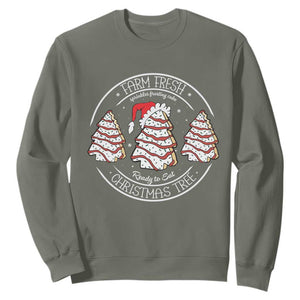 Farm Fresh Christmas Tree Sweatshirt Tree Cake Holiday Baking Crew TS10 Military Green Print Your Wear