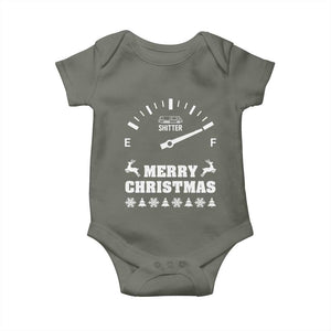 Merry Christmas Shitter's Full Baby Onesie Funny Ugly Christmas Sweater TS10 Military Green Print Your Wear