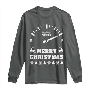 Merry Christmas Shitter's Full Long Sleeve Shirt Funny Ugly Christmas Sweater TS10 Dark Heather Print Your Wear